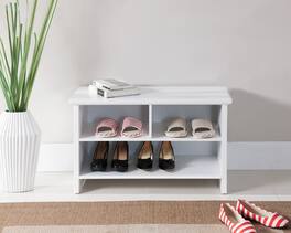Kings Brand Furniture - Worthington 2-Shelf Shoe Bench - White