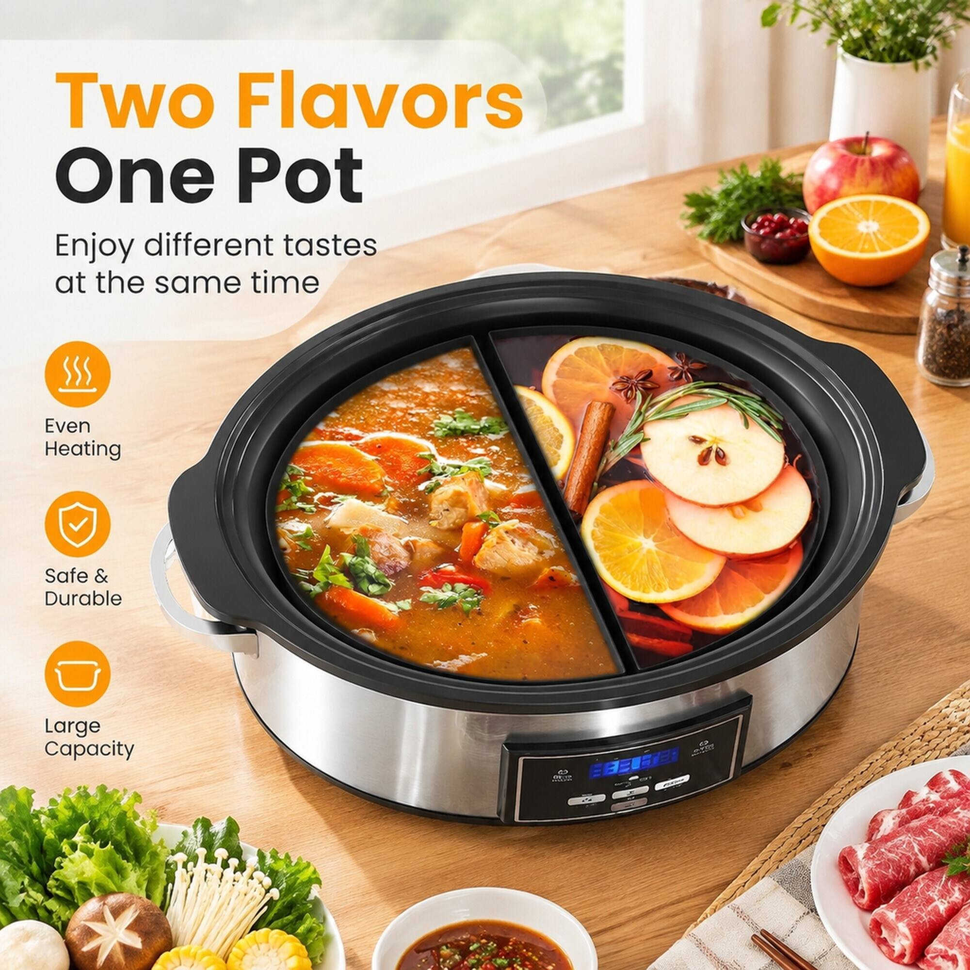 Two Flavors One Pot  
Enjoy different tastes at the same time  
Even Heating  
Safe & Durable  
Large Capacity  
$159