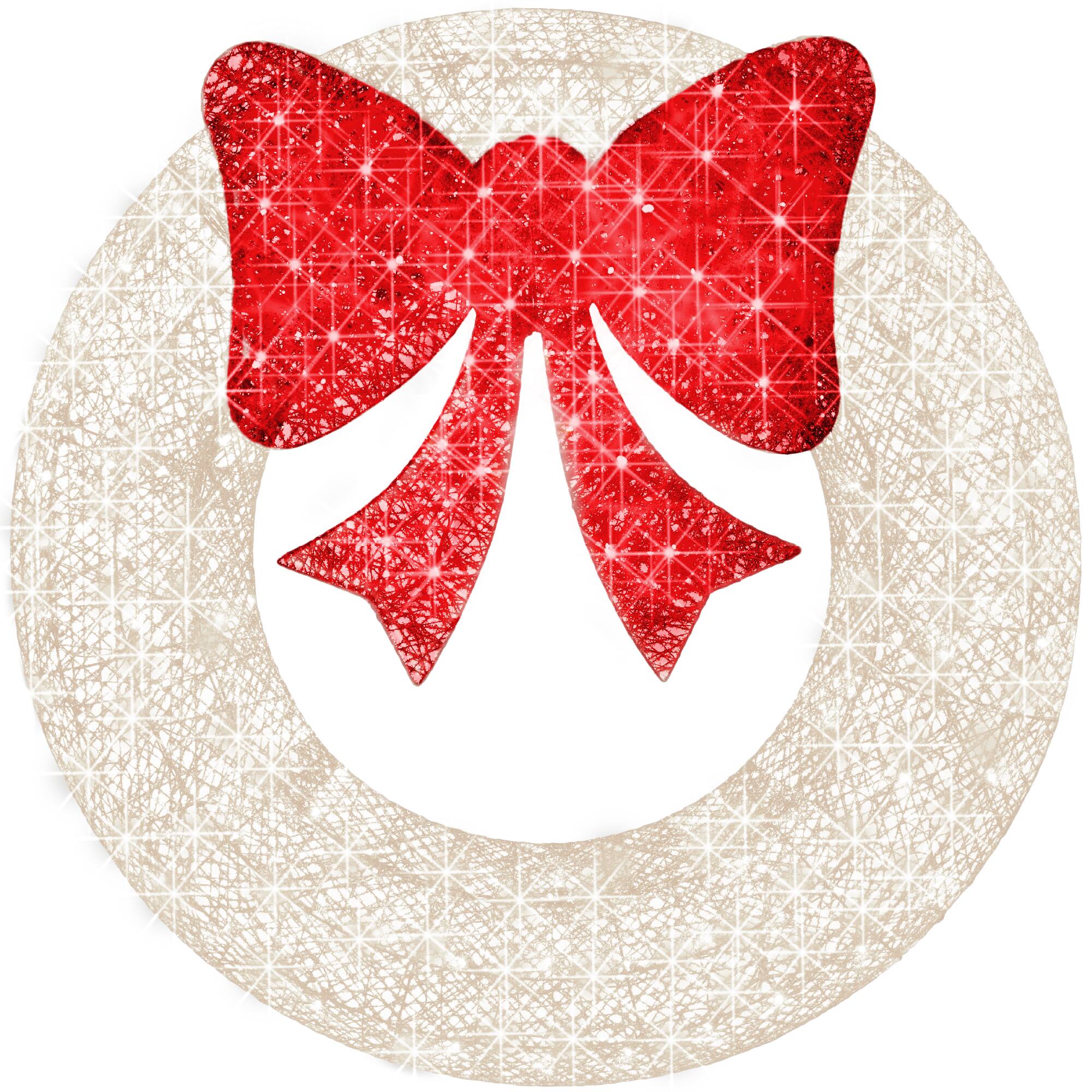 Front. Best Choice Products - Best Choice Products 36in Pre-Lit Outdoor Christmas Wreath, LED Metal Holiday Decor w/ 120 Lights, Bow - White/Red - White/Red.