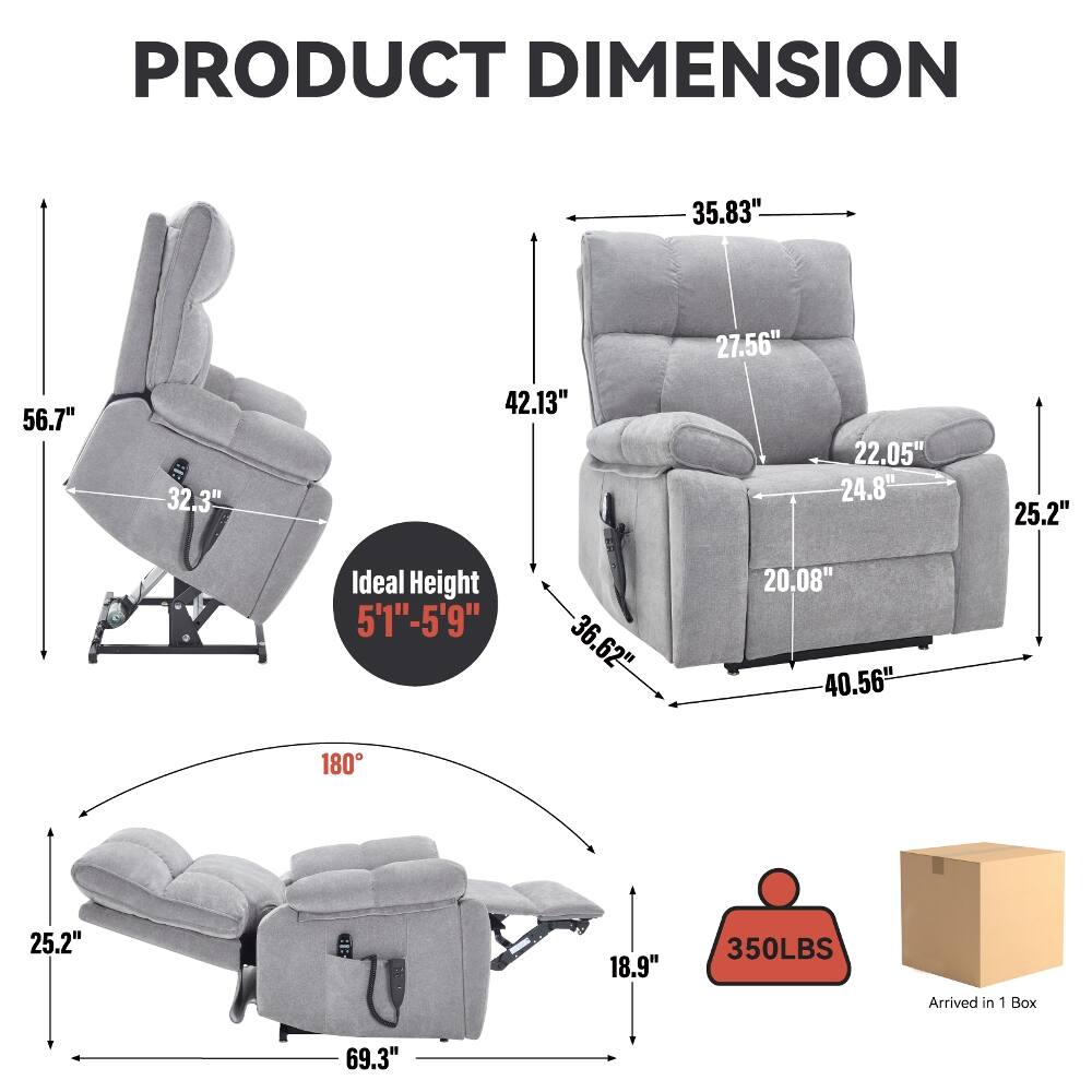 PRODUCT DIMENSION

- 35.83"
- 56.7"
- 32.3"
- 42.13"
- 27.56"
- 22.05"
- 24.8"
- 25.2"
- Ideal Height 5'1"-5'9"
- 36.62"
- 20.08"
- 40.56"
- 180
- 25.2"
- 18.9"
- 350LBS
- Arrived in 1 Box
- 69.3"