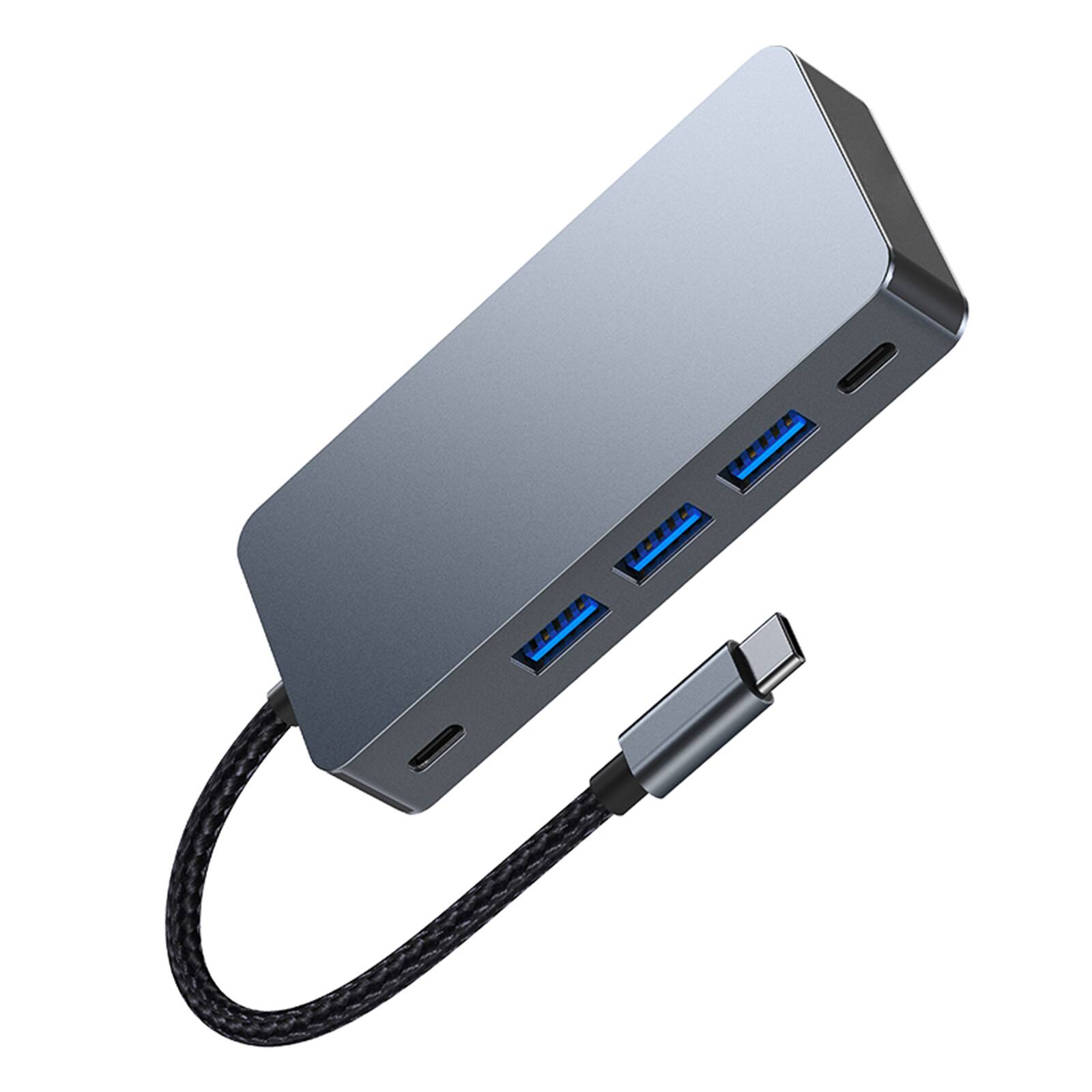Left. Topteng - 7-in-1 USB C Hub with Dual 4K HDMI - 100W PD Charging, 3xUSB 3.0 Ports, USB-C Data, Aluminum for Laptop.