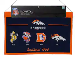 Winning Streak Sports - Denver Football Broncos - High Quality Embroidered Logo Banner Flag - Established 1960 - Multi