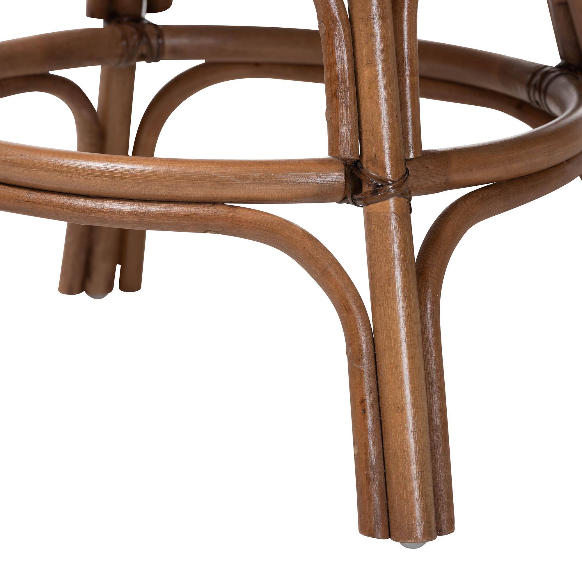Alt View 2. bali & pari - Bella Swivel Rattan Counter Stool with Cushion - Handwoven Wicker Kitchen Island Seating with Backrest and Footrest - Coffee Bean.