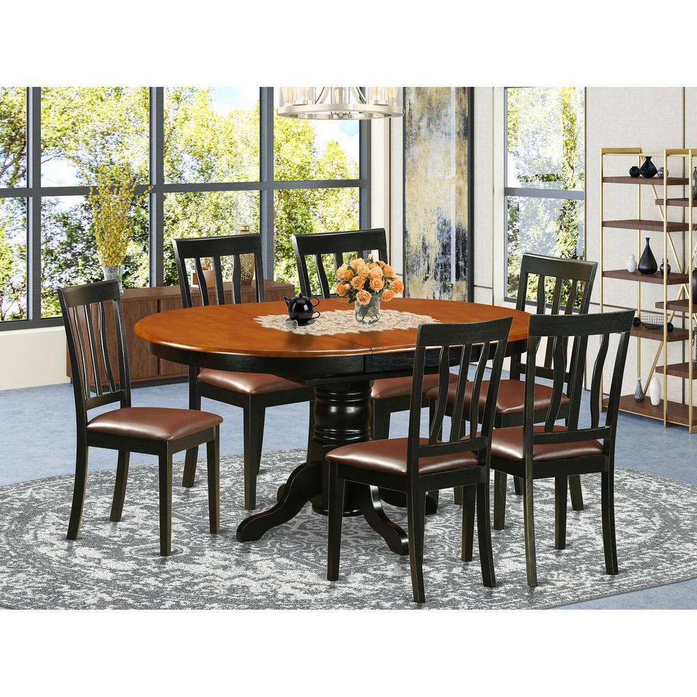 Back. East West Furniture - Dining set - 7 Pcs with 6 Wooden Chairs - Black & Cherry.
