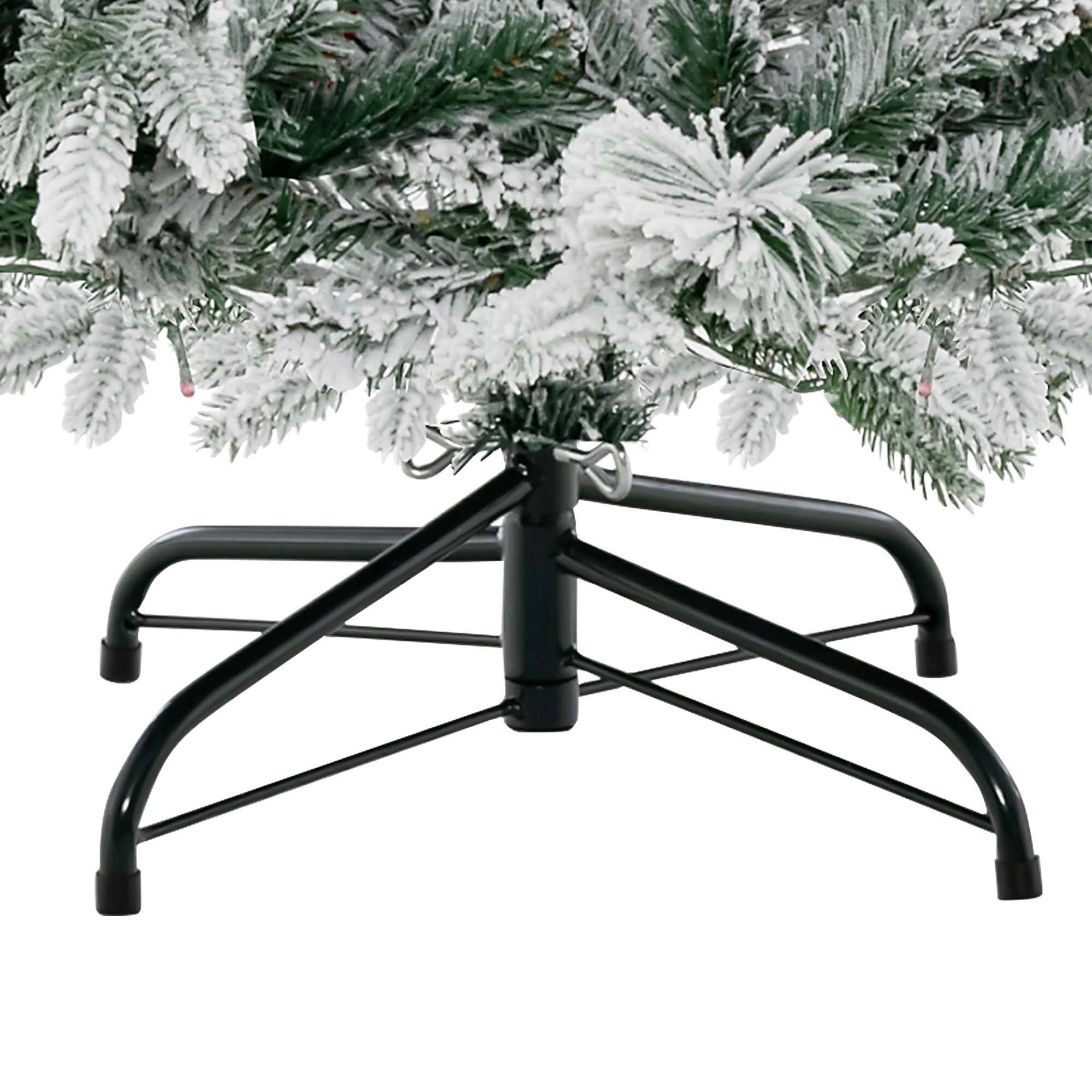 Alt View 21. Costway - 7 FT Pre-Lit Snow Flocked Christmas Tree Hinged Xmas Tree with 8 Modes 320 Lights - Green/White.