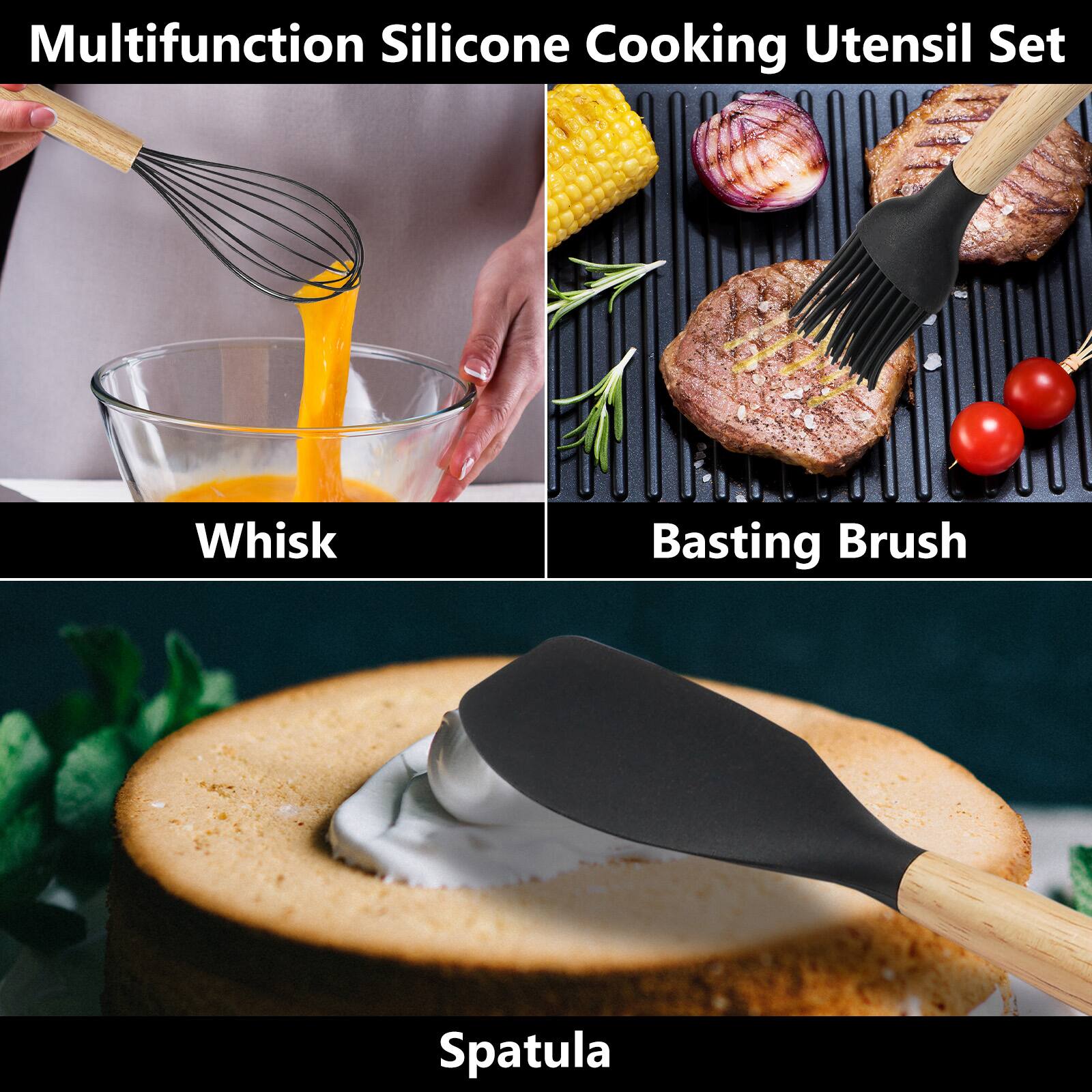 Multifunction Silicone Cooking Utensil Set

- Whisk
- Basting Brush
- Spatula