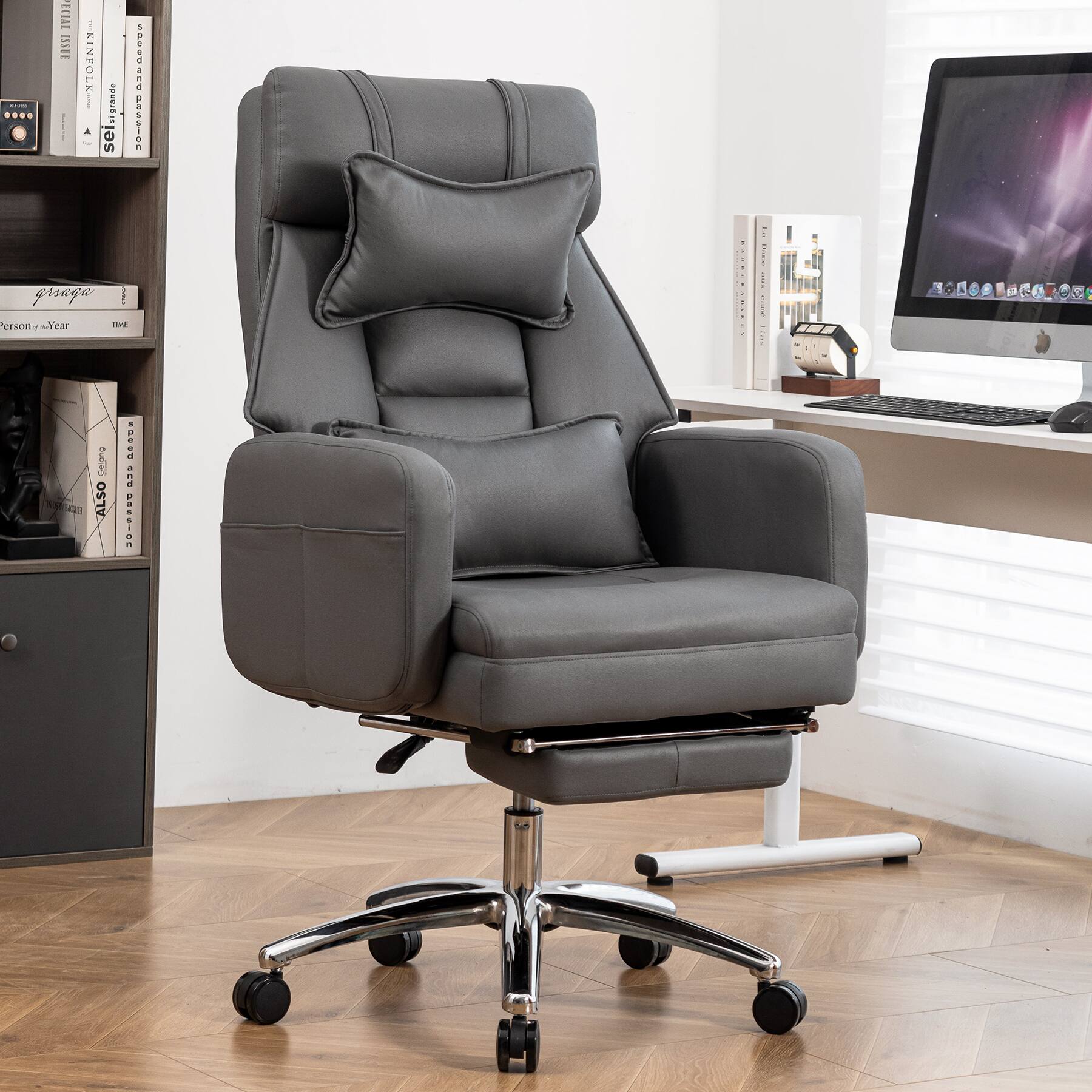 GOODSILO - Swivel Ergonomic Office Chair High Back with Lumbar Support & Headrest, Reclining Computer Chair - Dark Gray