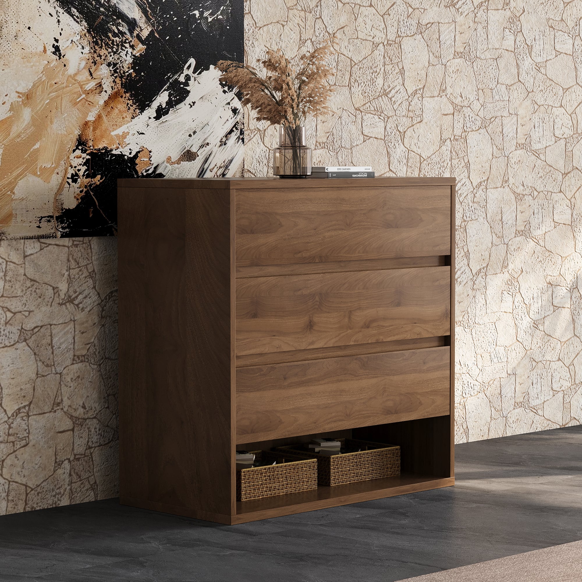 luck idea - 29.52" Storage Cabinet & Decorative Cabinet, Suitable for Multiple Scenarios - Walnut color