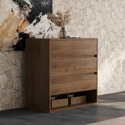Front. luck idea - 29.52" Storage Cabinet & Decorative Cabinet, Suitable for Multiple Scenarios - Walnut color.