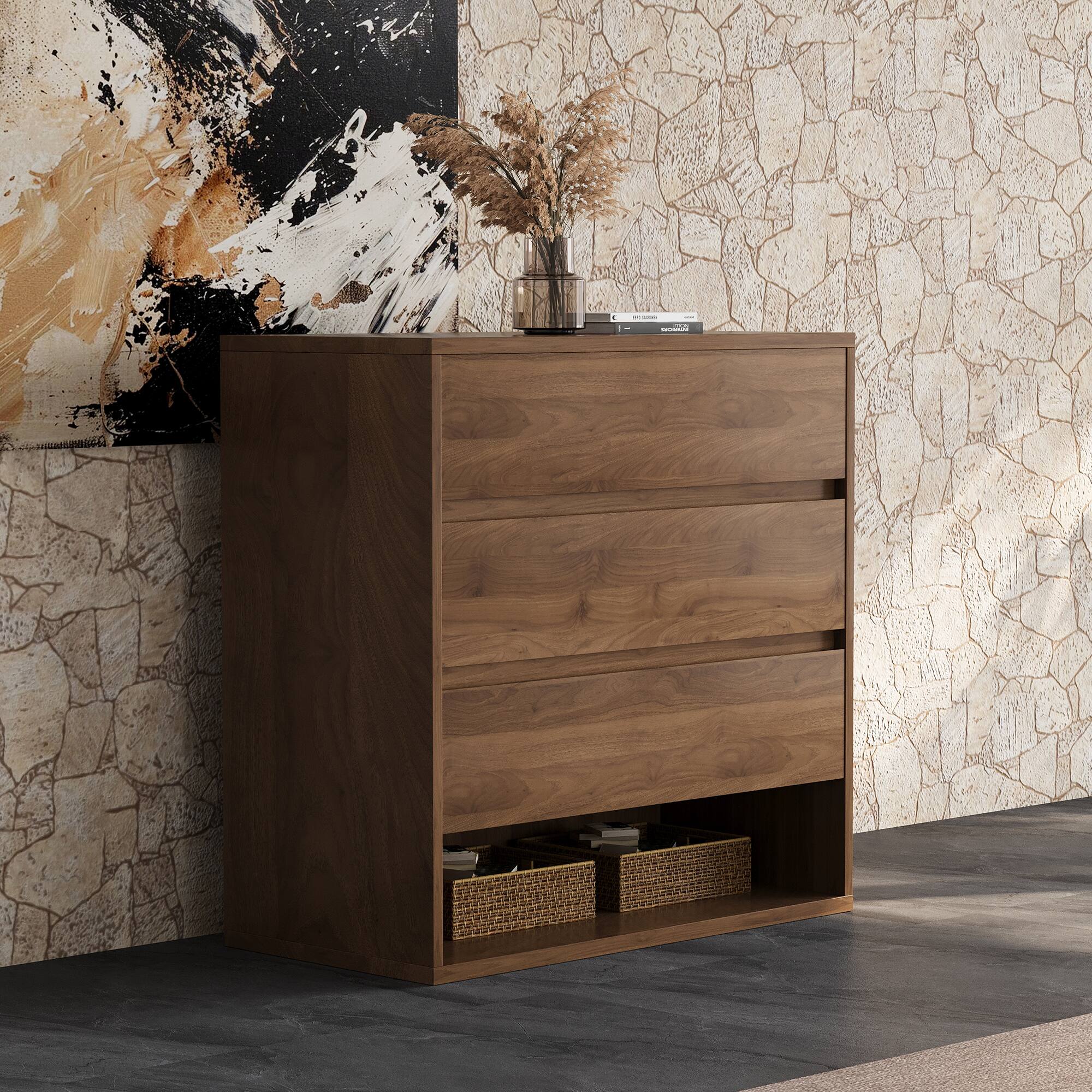 Front. luck idea - 29.52" Storage Cabinet & Decorative Cabinet, Suitable for Multiple Scenarios - Walnut color.