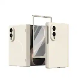 Dteck - Magnetic Full-Body Case for Samsung Galaxy Z Fold8 with 9H Tempered Screen Protector,Shock-absorbent Hinge Coverage - White