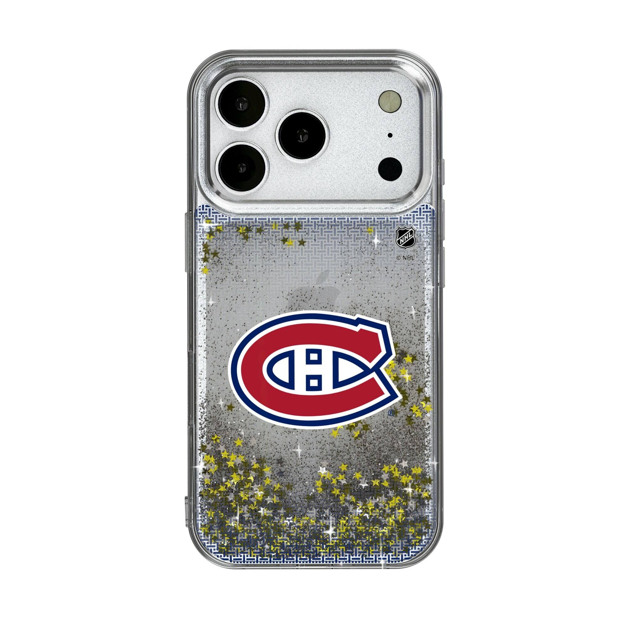 Front. Keyscaper - Montreal Canadiens Linen Logo iPhone Glitter Case - 16 - Multicolor.