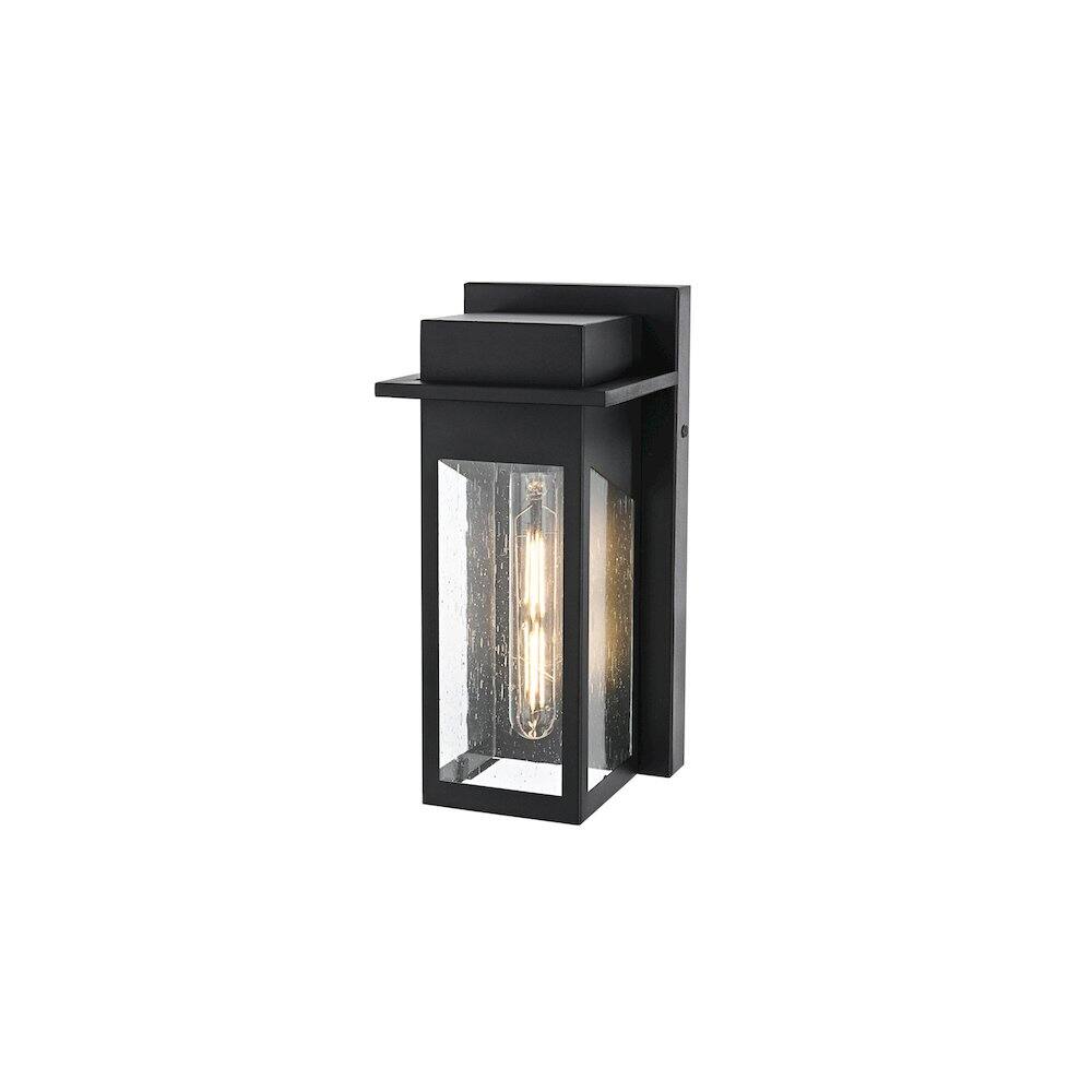 Angle. Elegant Lighting - Dunton 7 inch Outdoor Pendant in Black - Black.