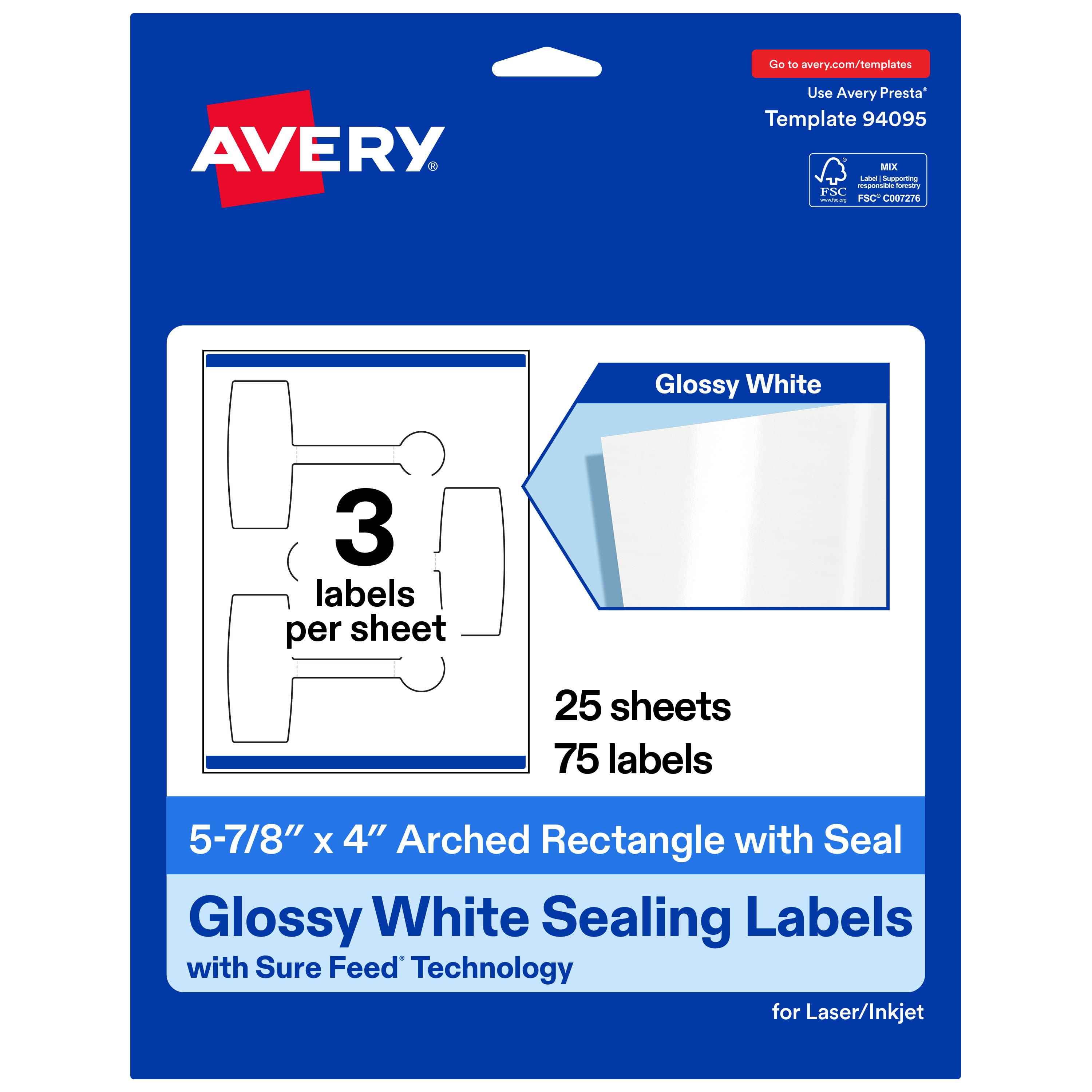"Avery - Avery® Sealing Labels, 5-7/8"" x 4"", Glossy Paper, 75 Total - White" price history on PriceWatchPro