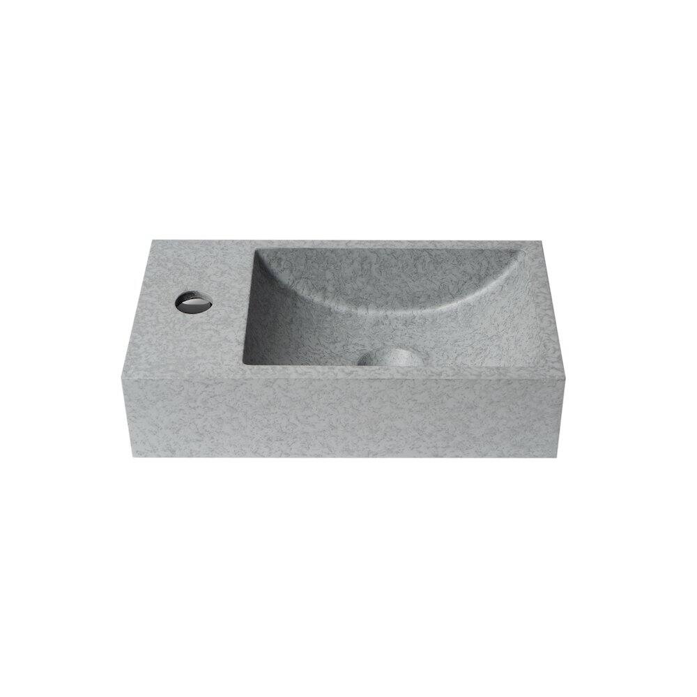 Front. Alfi - 16" Small Rectangular Solid Concrete Gray Matte Wall Mounted Bathroom Sink - Gray.