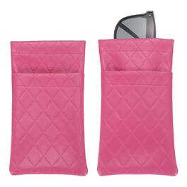 Unique Bargains - 2pcs PU Leather Double Squeeze Top Eyeglass Pouch, Soft Travel Case Organizer for Men/Women Sunglasses - Rose