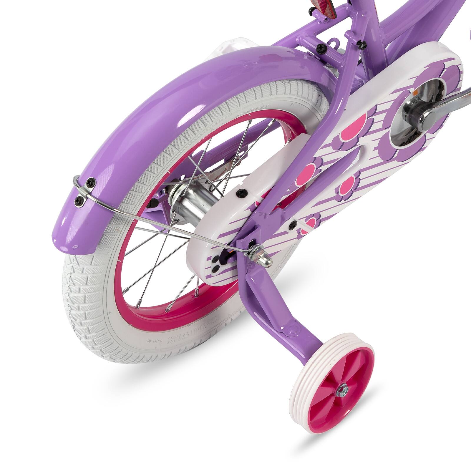Alt View 4. HILAND - Petal Girls Kids Bike 16 Inch, Toddler Bicycle with Training Wheels & Basket, Kids Bicycle for 4-7 Years Old, Purple - Purple.