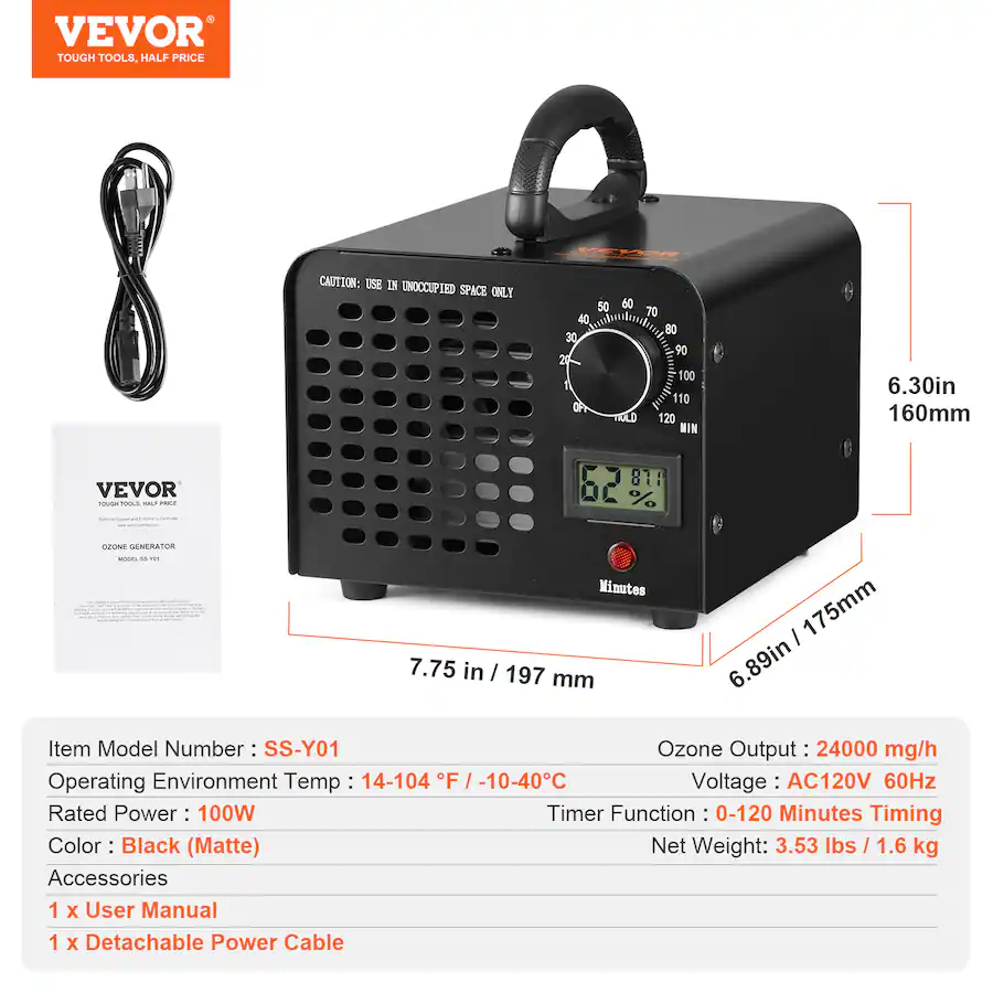 Azone Machine VEVOR Ozone Generator, 24000mg/h Ozone Machine Odor Remover, High ...