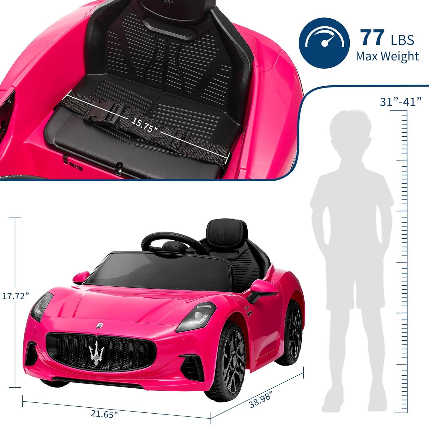 77 LBS Max Weight

15.75"  
31"-41"  
17.72"  
21.65"  
38.98"