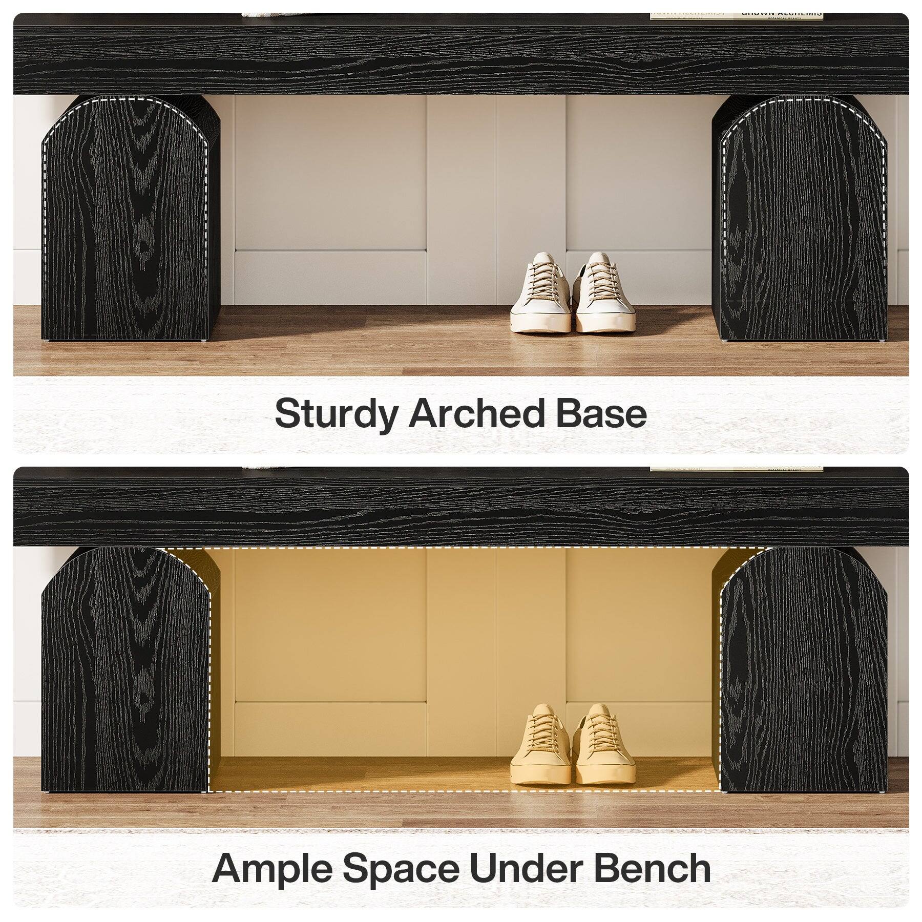 Sturdy Arched Base  
Ample Space Under Bench