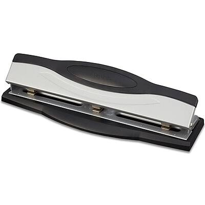 Front. Staples - 3-Hole Punch, 15 Sheet Capacity, Black/Silver (26639) - Black/Silver.