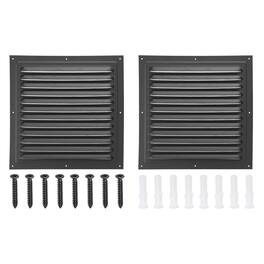 Unique Bargains - 10"x10" Aluminum Gable Vent, 2pcs Exterior Wall Outlet Square Soffit Vent HVAC Louver Air Grille with Built-in Screen - Black