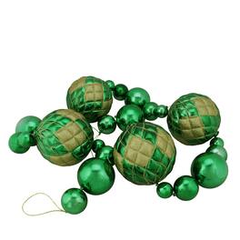 Northlight - 6' Shiny Shatterproof Christmas Ball Garland with Gold Glitter Accents - Green