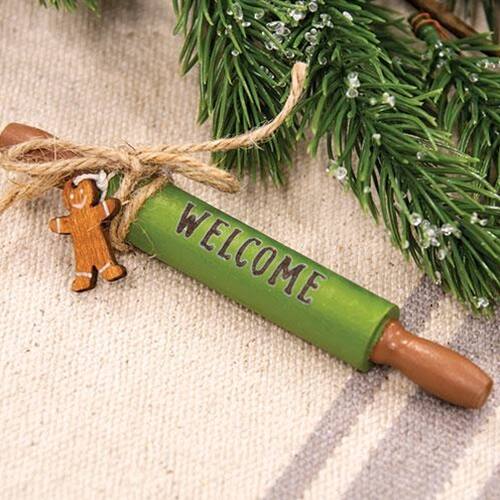 Angle. BreeBe - *Welcome Wooden Rolling Pin - Green.