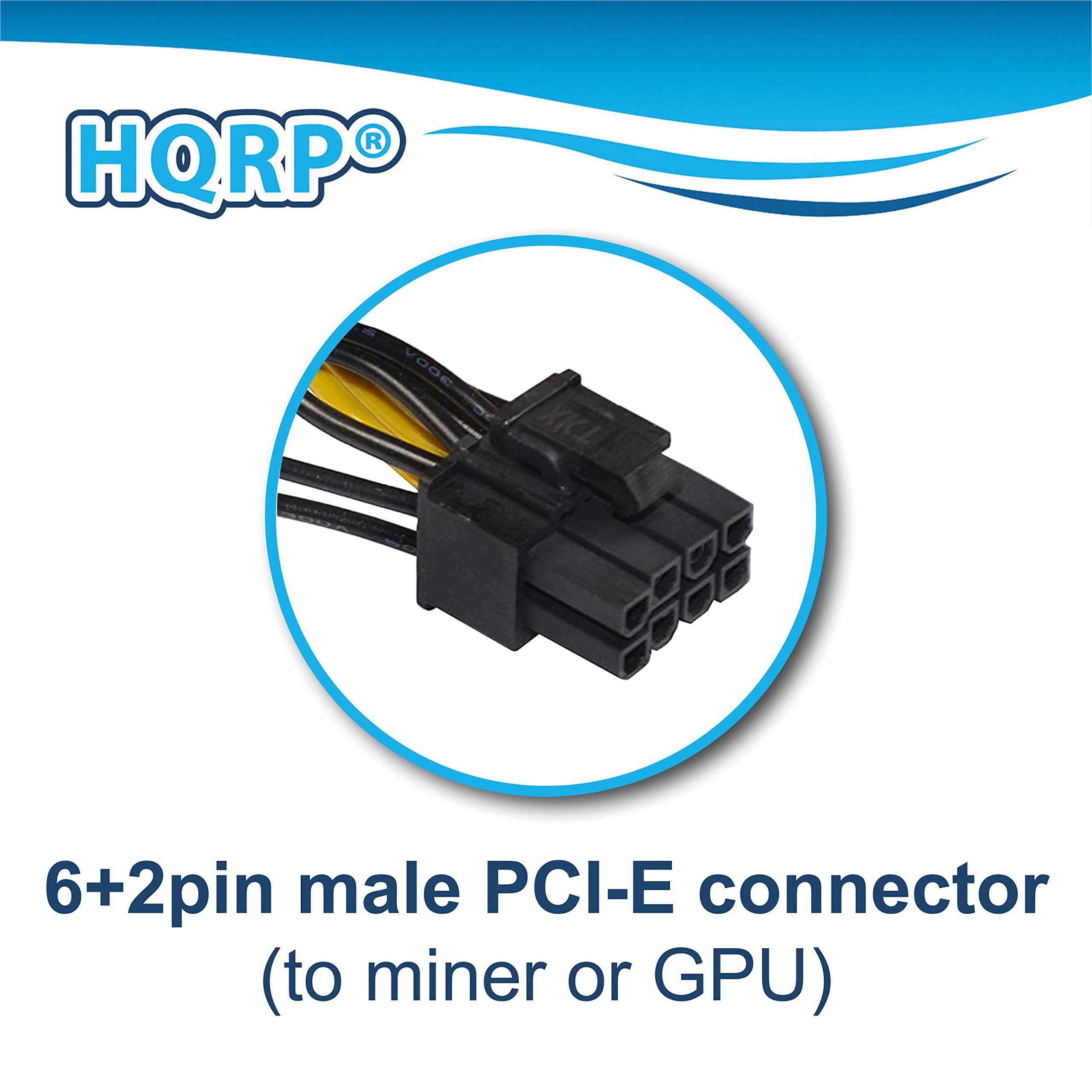 6+2pin male PCI-E connector (to miner or GPU)