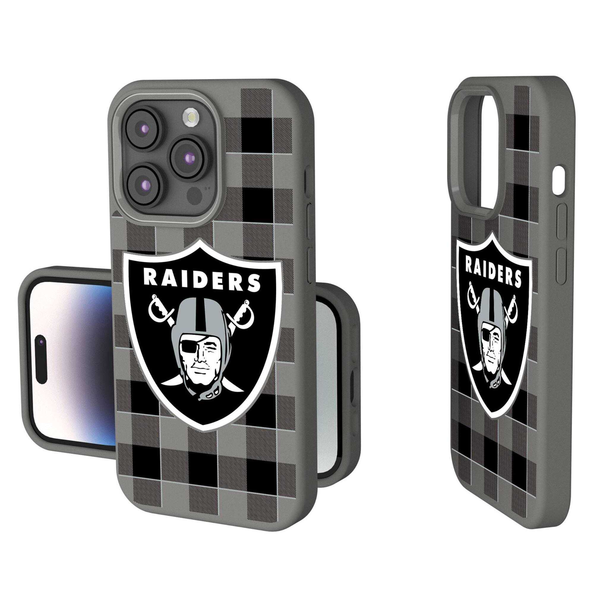 Keyscaper - NFL - Las Vegas Raiders Plaid Soft Touch iPhone Case - 14 Pro - Gray