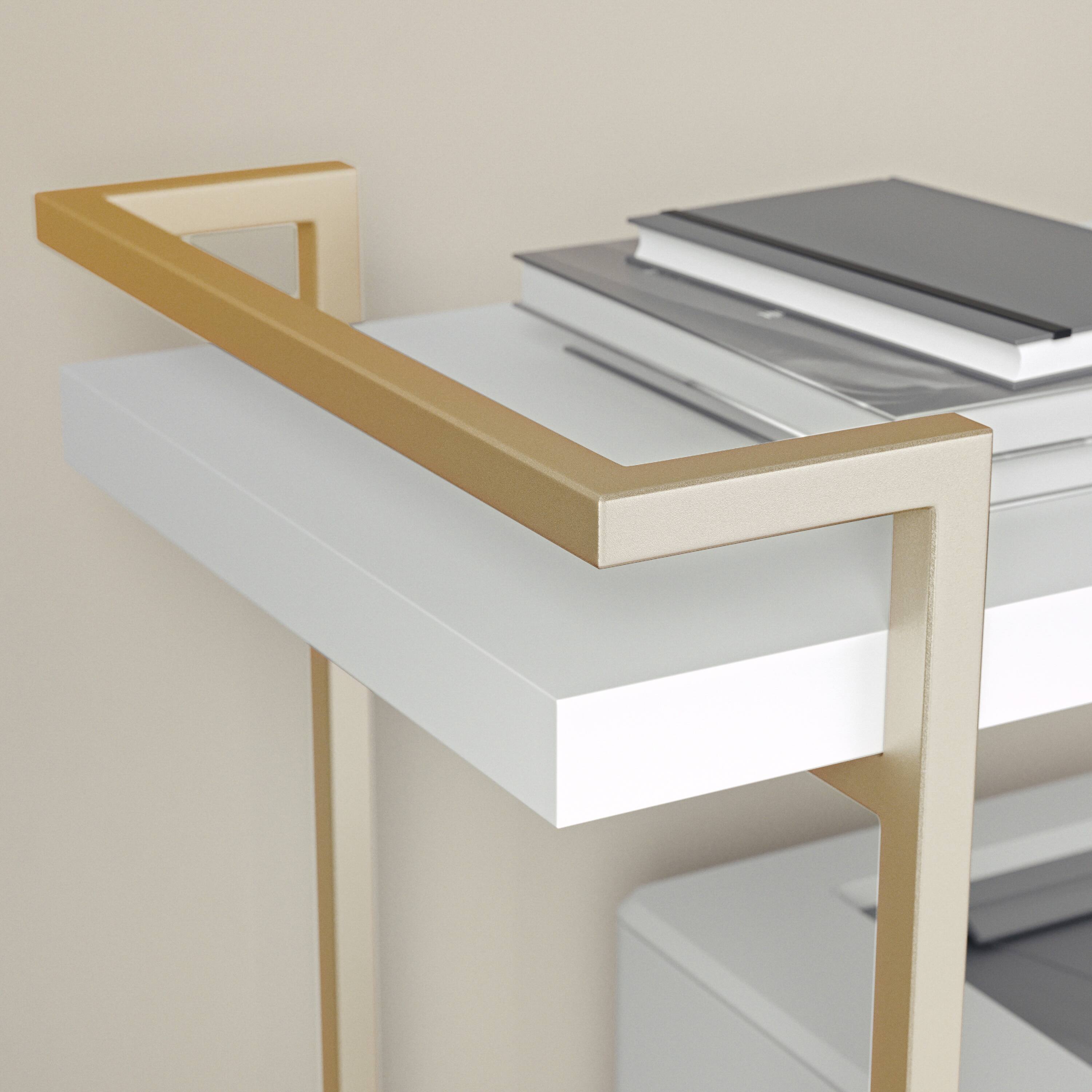 Alt View 15. Martha Stewart - Liam Mobile 2 Tier Printer Cart with Side Storage - White/Polished Brass Frame.