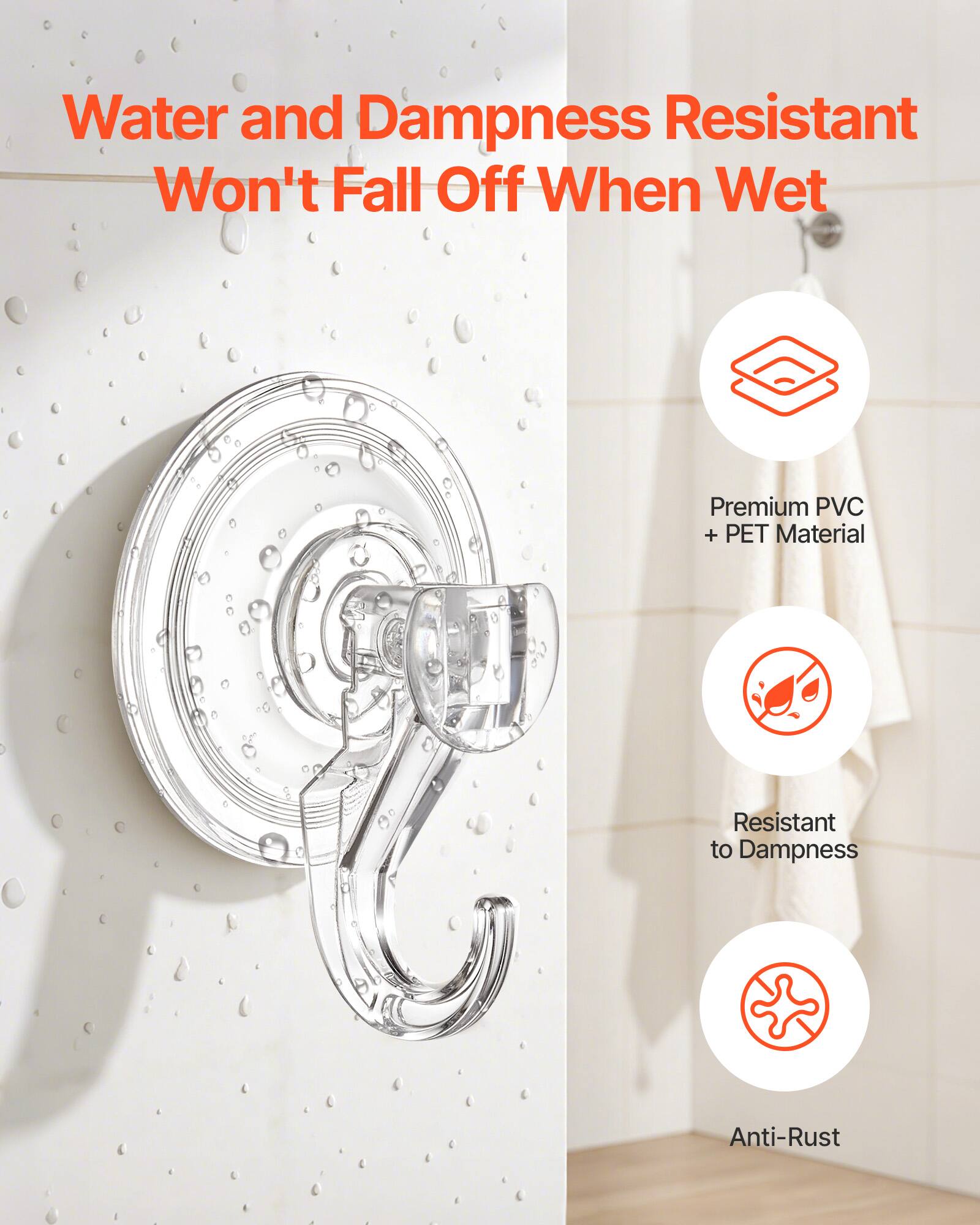 Water and Dampness Resistant  
Won't Fall Off When Wet  

Premium PVC + PET Material  
Resistant to Dampness  
Anti-Rust