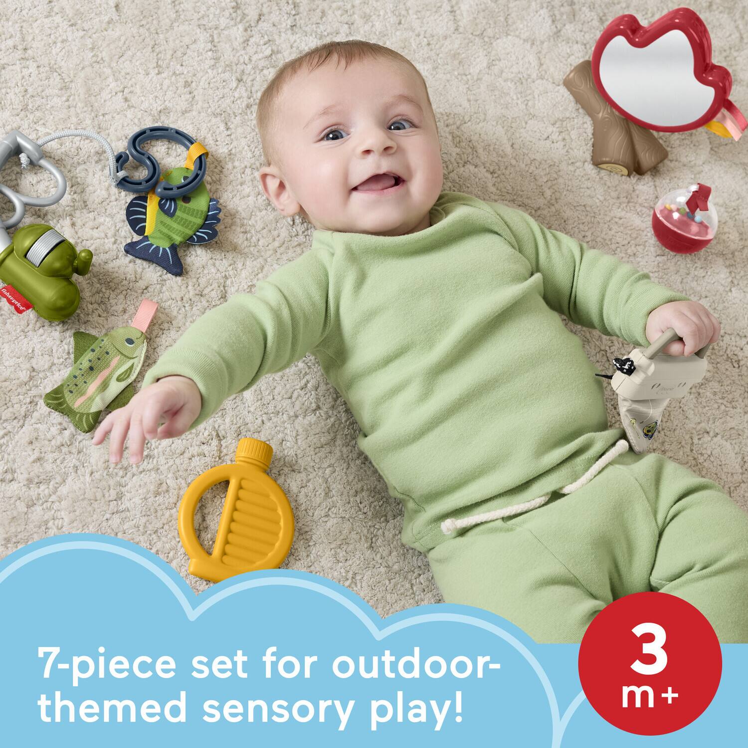 7-piece set for outdoor-themed sensory play!  
3 m+