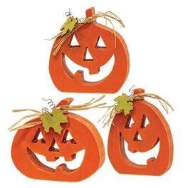 BreeBe - 3/Set Cutout Jack O Lantern Chunky Sitters - Orange