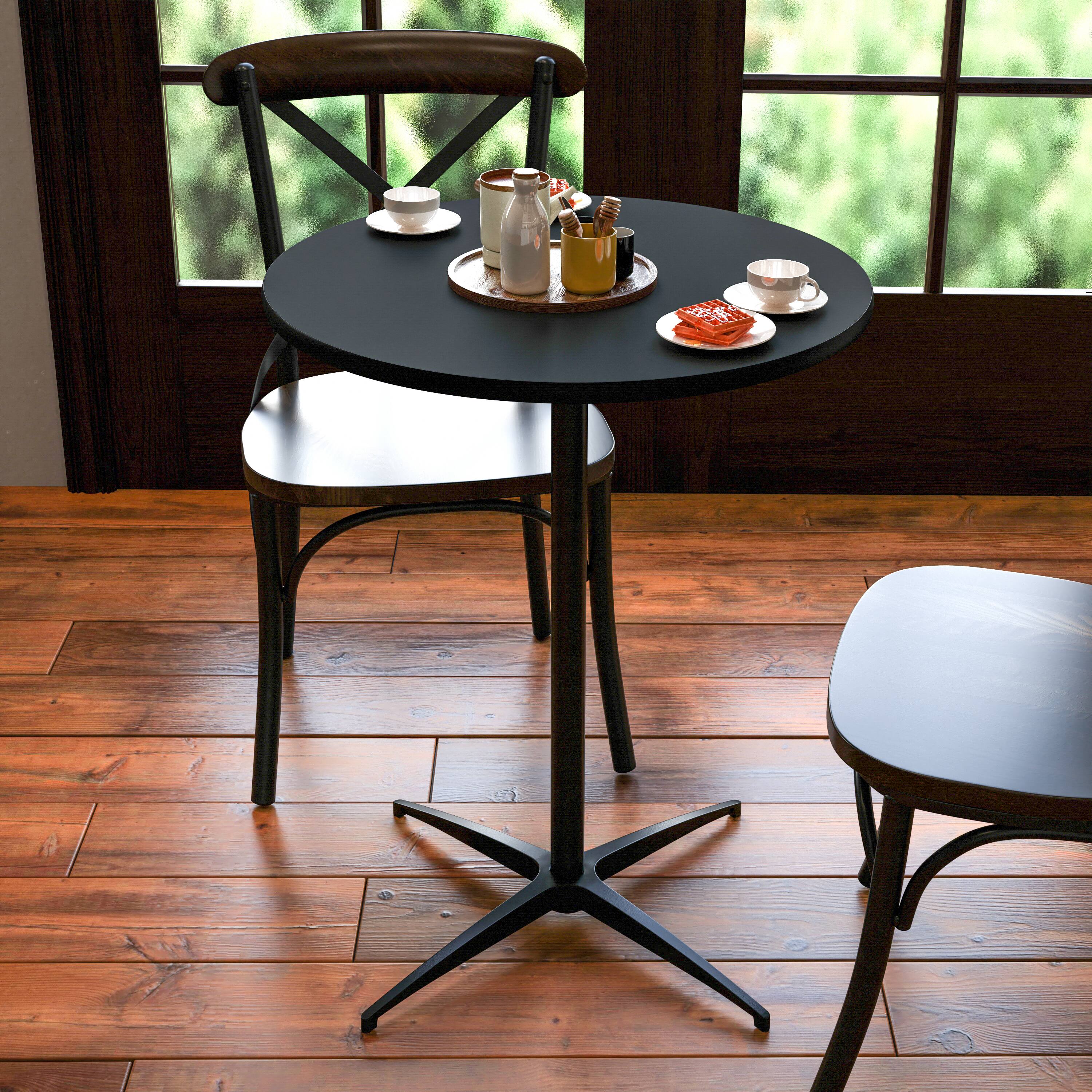 Alt View 3. Emma + Oliver - 24" Round Wood Cocktail Table with 30" and 42" Columns - Black.