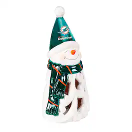 Evergreen Enterprises - Miami Dolphins LED 8" Snowman Lit Garden Statue - Teal