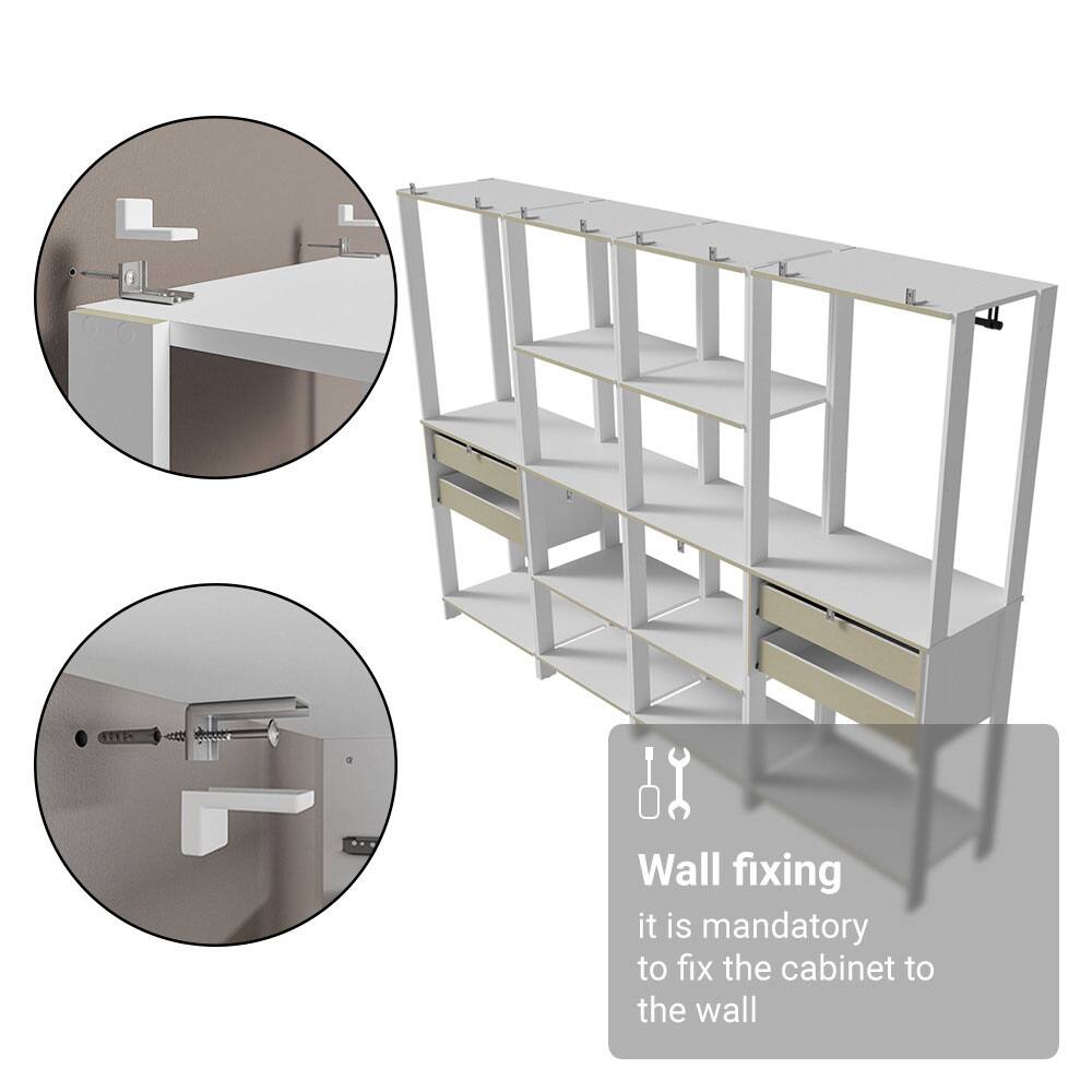 Wall fixing  
it is mandatory to fix the cabinet to the wall