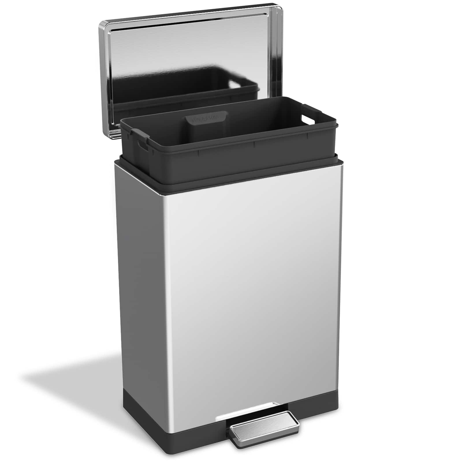 Front. SIMPLYKLEEN - Simplykleen 10.5 Gallon Rectangular Hands-Free Kitchen Step Trash Can with Soft-Close Lid for Kitchentren Office - Silver.