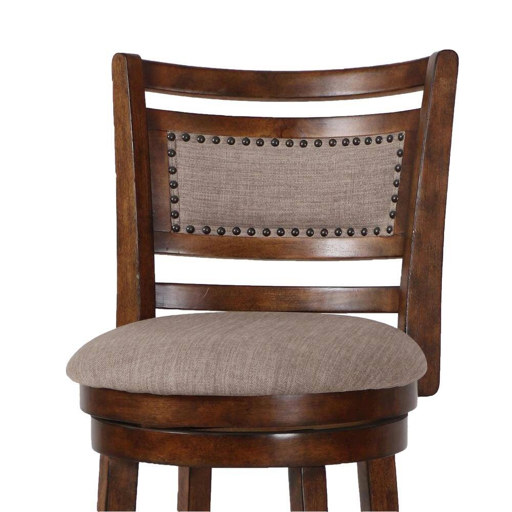 Angle. FurniFact - Swivel Bar Stools with Backs – Extra Tall Counter Height Stools - Brown.