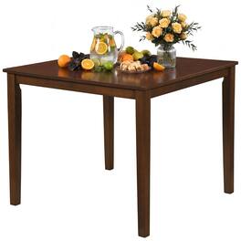Costway - Farmhouse Dining Table for 4 People, 35" Square Kitchen Table with Rubber Wood Legs - Walnut