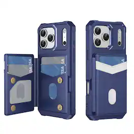 Dteck - Wallet Case for Apple iPhone 17 Pro Max, RFID Blocking Shockproof PU Leather Kickstand Cover with 6 Card Slots - Darkblue