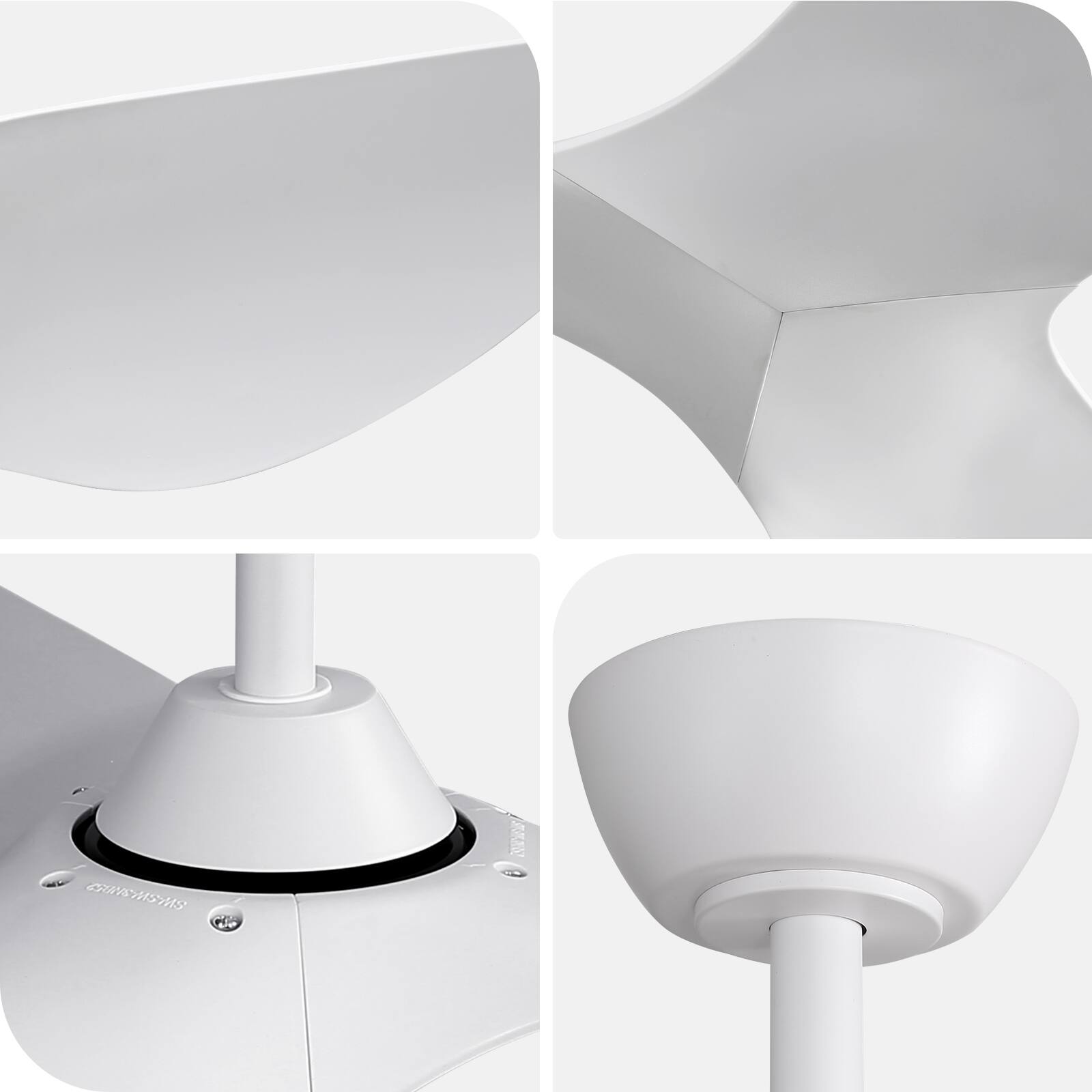 Angle. Sofucor - 52 Inch Ceiling Fan No Light Low Profile Downrod Mount Ceiling Fans with Remote 3 ABS Blades Quiet Noiseless DC Motor - White.