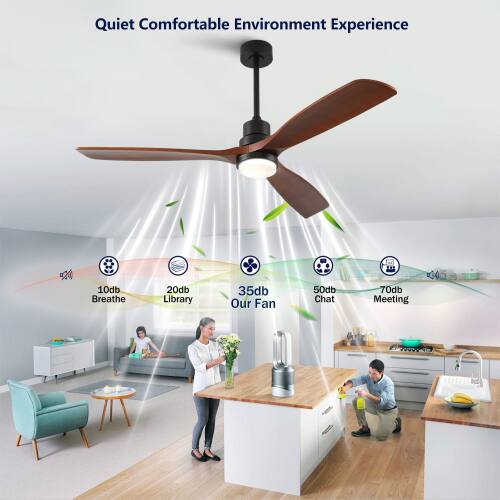 Quiet Comfortable Environment Experience  
10db Breathe  
20db Library  
35db Our Fan  
50db Chat  
70db Meeting  
CO RO9V0
