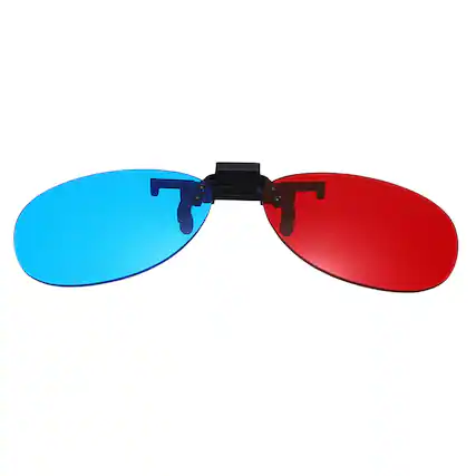 Front. Unique Bargains - 3D Clip-on Glasses, Anaglyph 3D Viewing Glasses Hanging Frame Round for Movies Theater Games TV Photos - Red Blue.