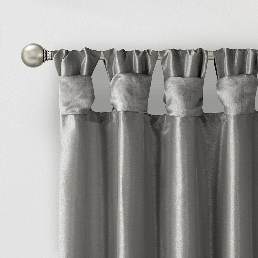 Alt View 4. BreeBe - Twist Tab Lined Window Curtain Panel Charcoal 50x108' - Charcoal.
