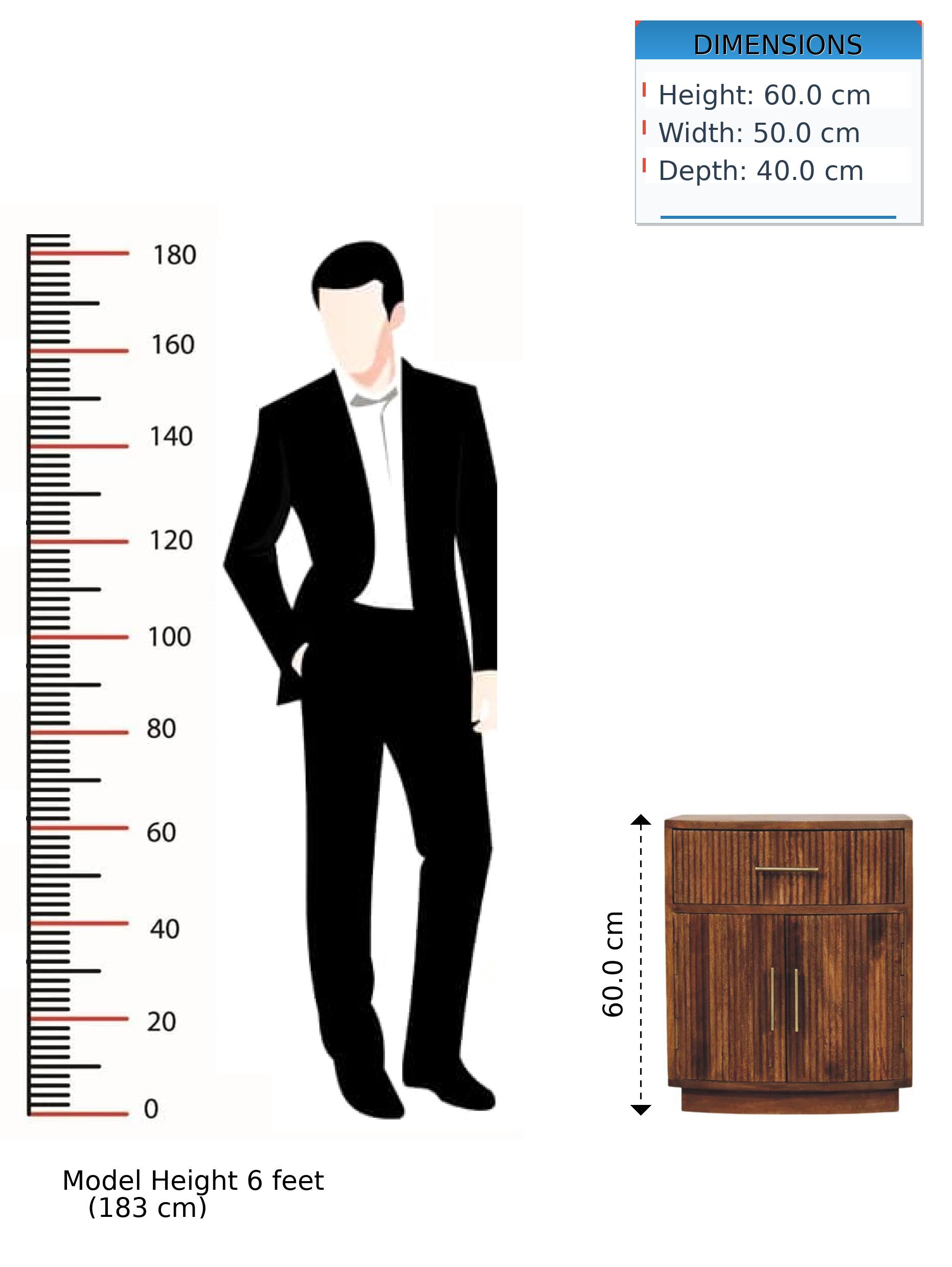 DIMENSIONS  
Height: 60.0 cm  
Width: 50.0 cm  
Depth: 40.0 cm  

Model Height: 6 feet (183 cm)
