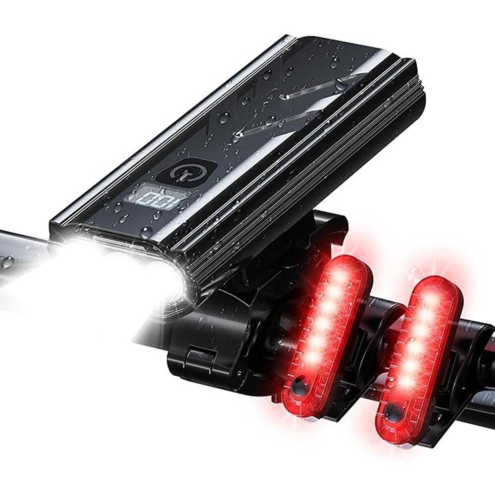Left. RTMB - “Rechargeable Bike Light Set for Night Riding – Super Bright Front Headlight & 2-Pack Rear Taillights, High Lumen USB Re.