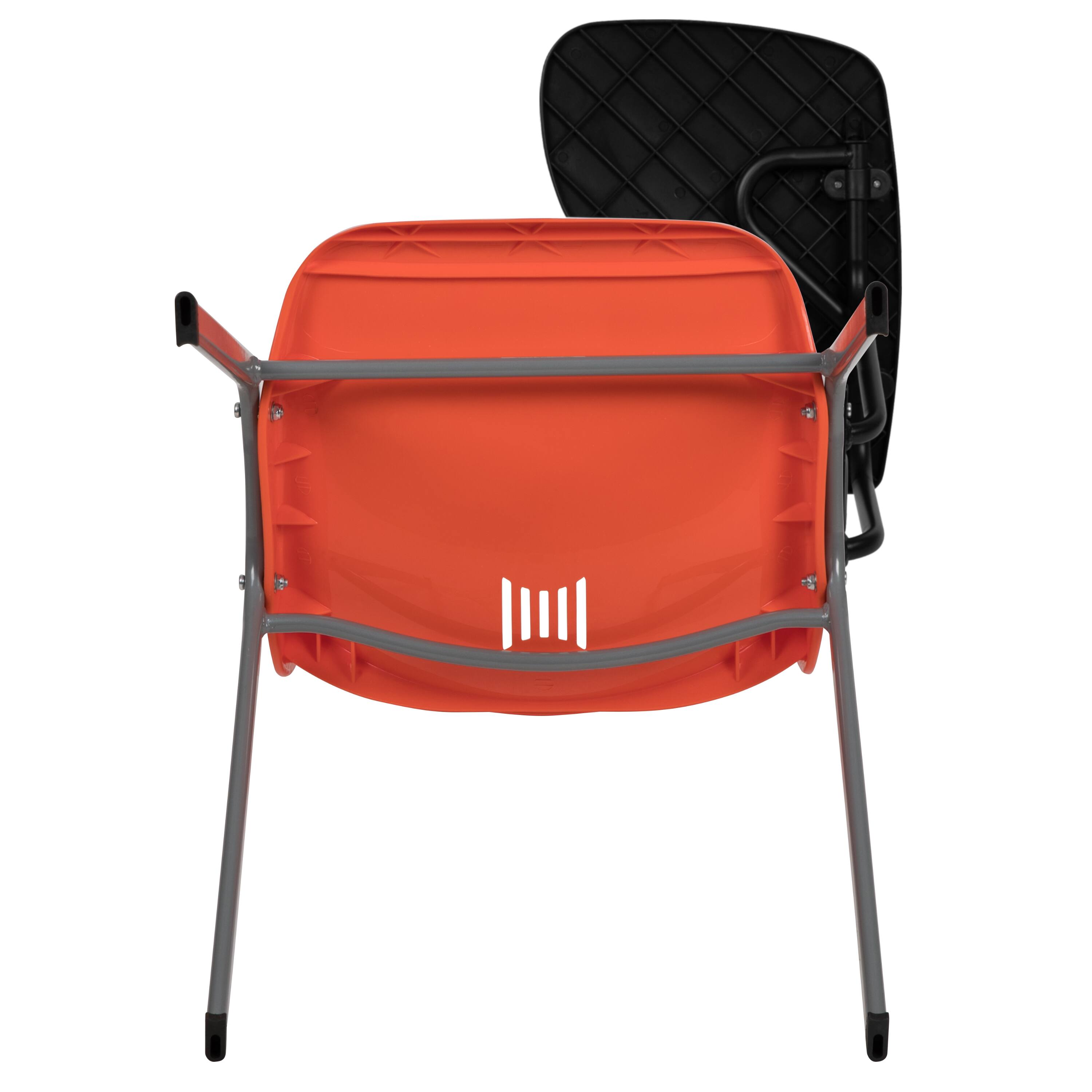Alt View 9. Emma + Oliver - Ergonomic Shell Chair with Left Handed Flip-Up Tablet - Tablet Arm Desk - Orange.