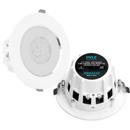 Pyle - Dual 3.5-Inch Speaker System – 140W Max, LED Lights, Aluminum Frame, Wall/Ceiling Mount - White