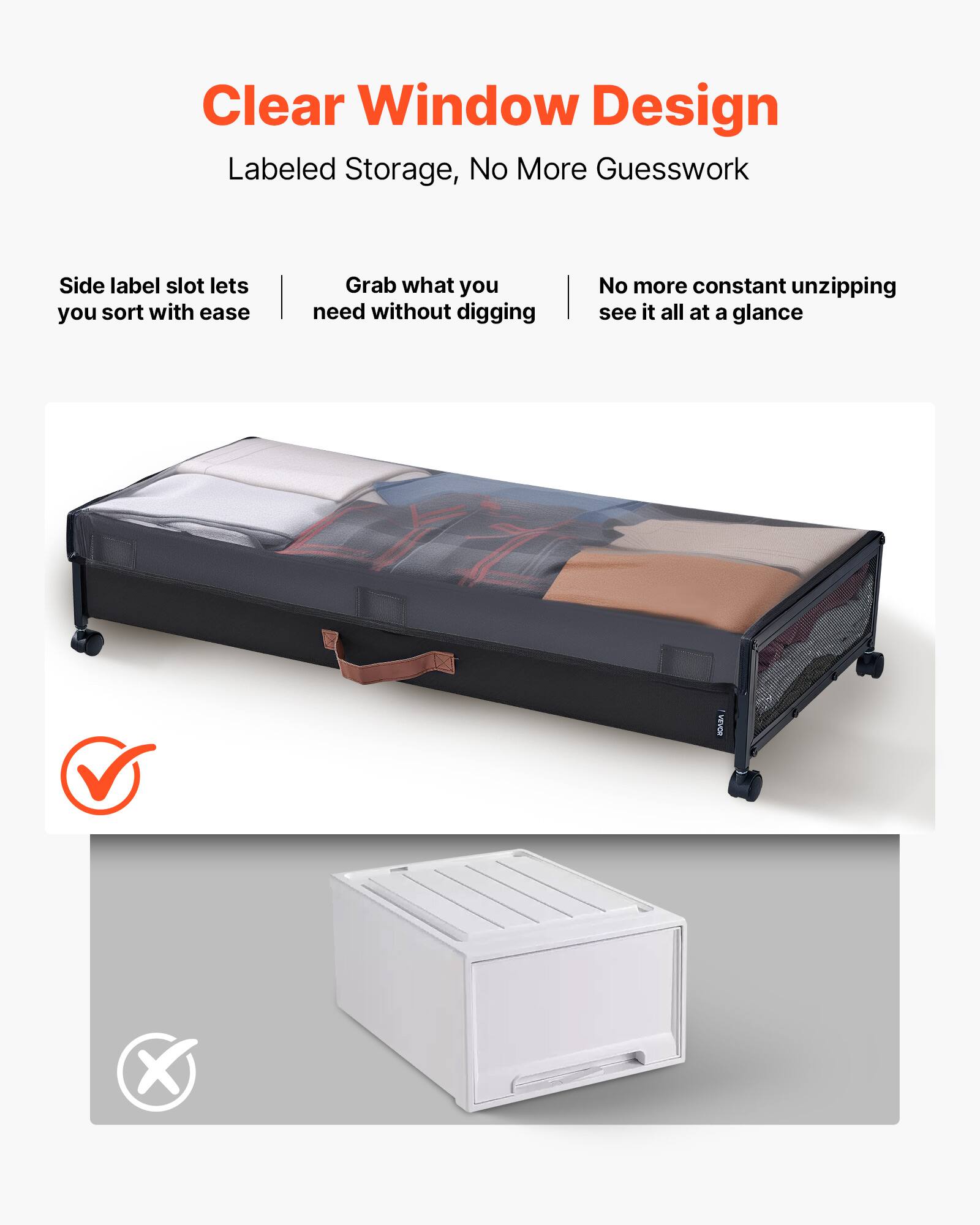 Clear Window Design  
Labeled Storage, No More Guesswork  

- Side label slot lets you sort with ease  
- Grab what you need without digging  
- No more constant unzipping, see it all at a glance